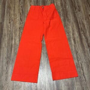 Maeve The Colette Pants Women's 25 Orange Wide Leg Patch Pocket Linen Blend
